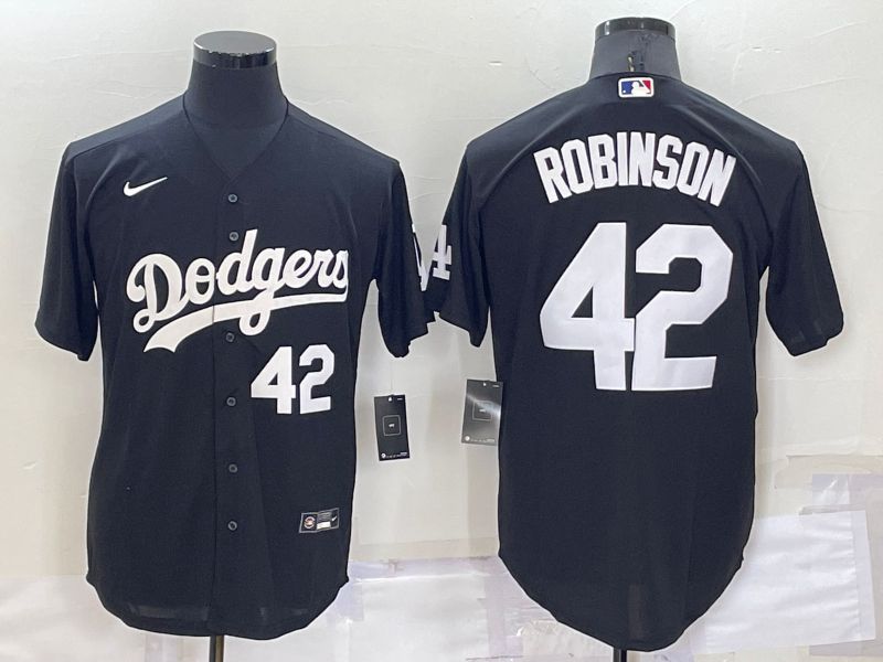 Men Los Angeles Dodgers 42 Robinson Black Inversion Nike 2022 MLB Jerseys